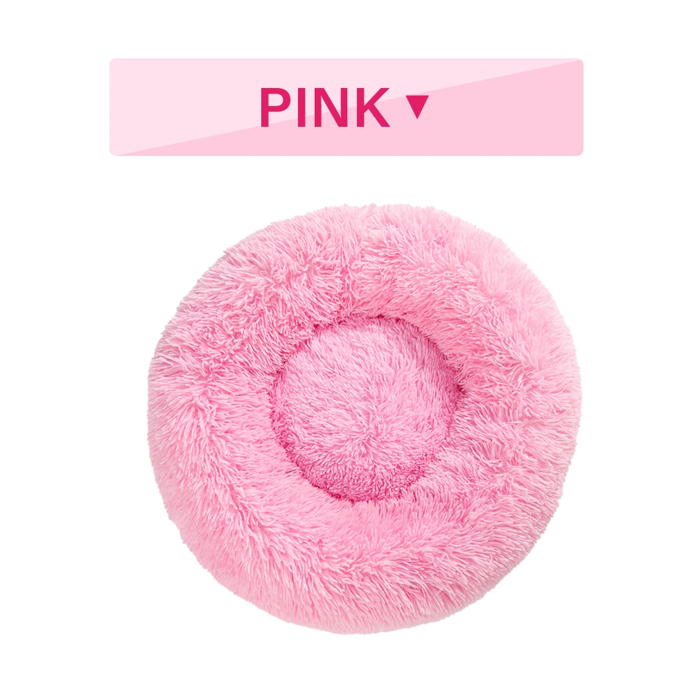 Fluffy donut dog bed in Pink