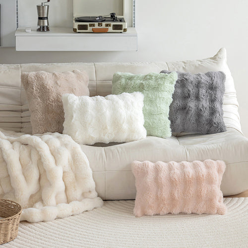 Bubble faux fur throw pillow