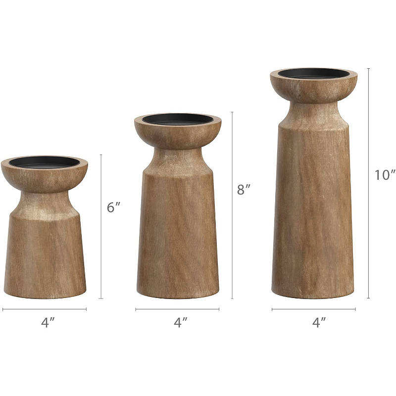 Solid wood pillar candle holder – view 3