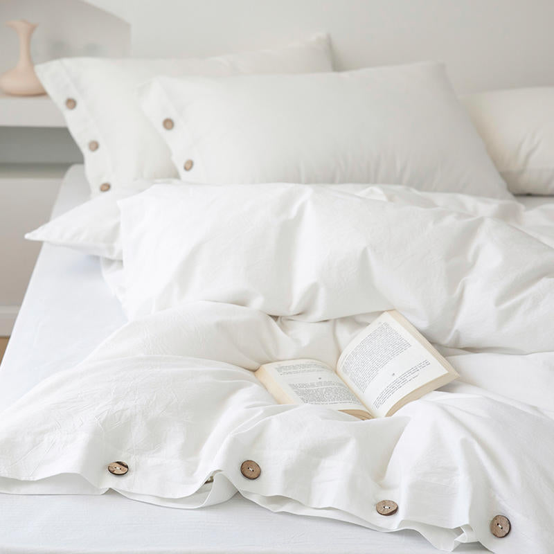 Washed cotton bedding set with button closure – view 8