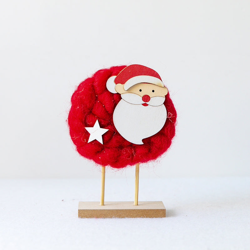 Woolly Felt Christmas Figure – Reindeer, Santa or Tree – Red Round Santa