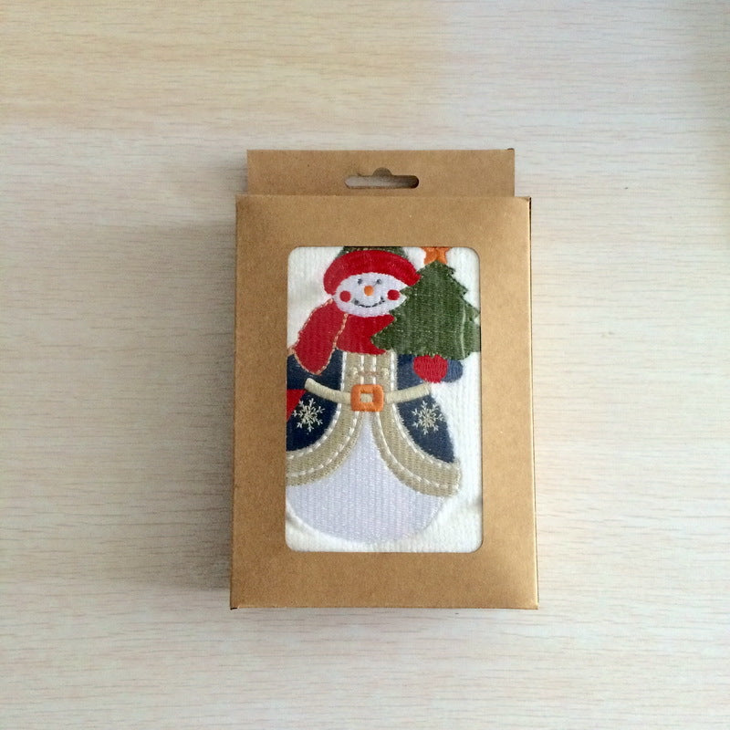 Embroidered holiday guest towel