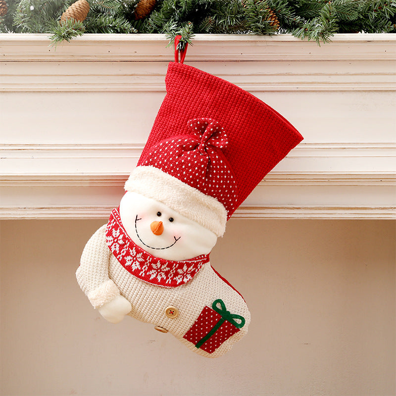 Knitted Santa & Snowman Christmas Stocking – Snowman
