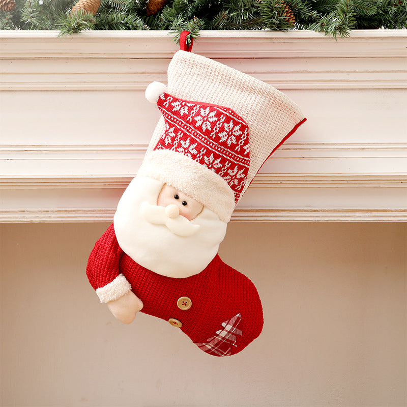 Knitted Santa & Snowman Christmas Stocking – Santa