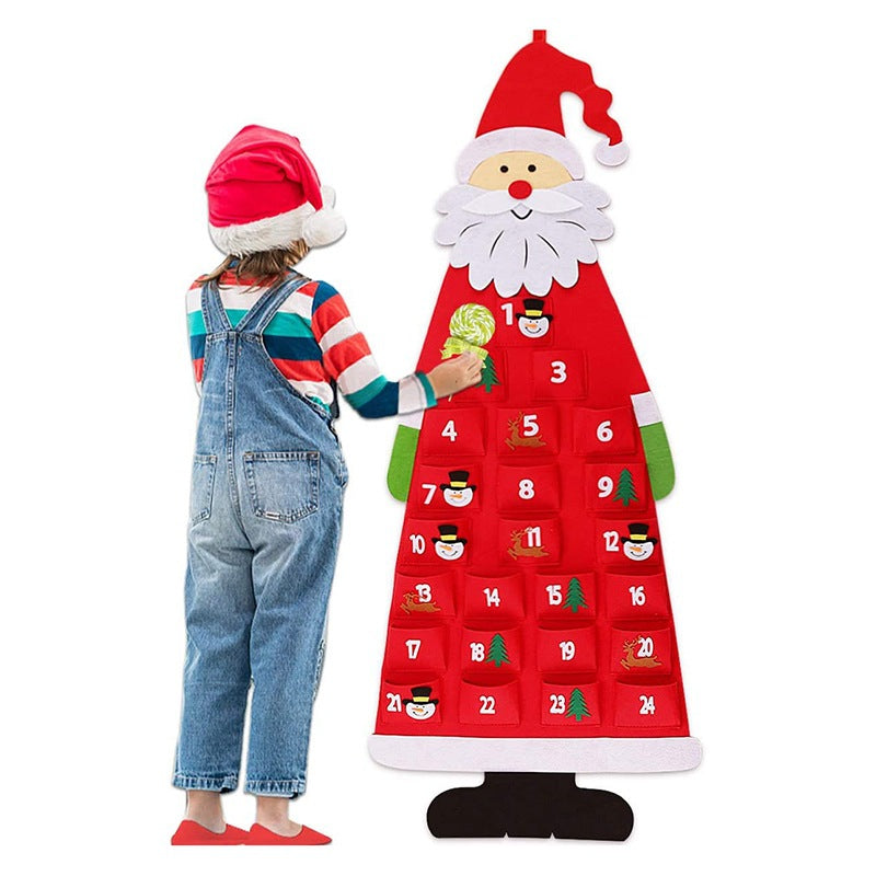 Santa felt advent calendar with 24 numbered pockets – view 4