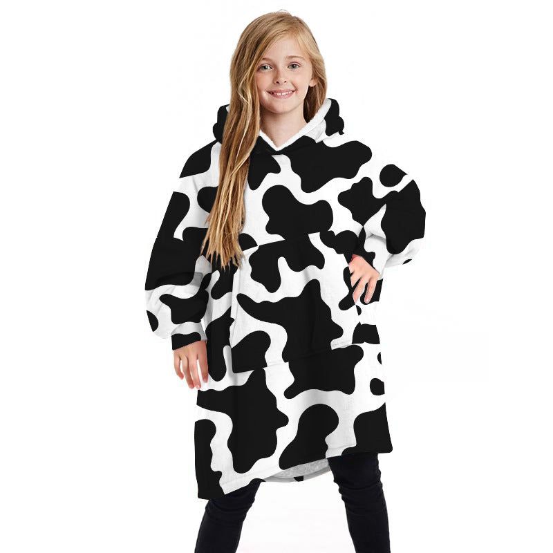Little Cloud kids wearable blanket hoodie in Cow Print