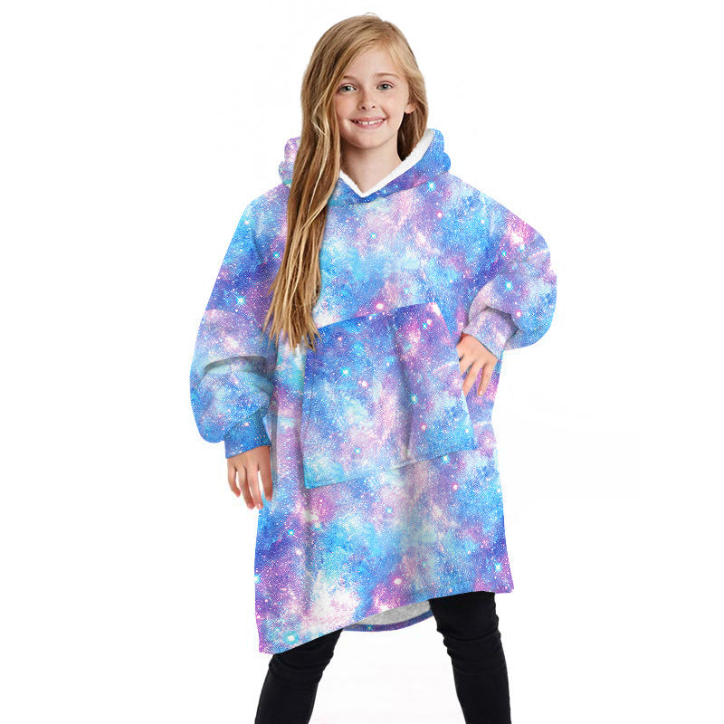 Little Cloud kids wearable blanket hoodie in Galaxy Blue