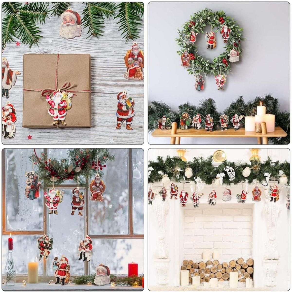Vintage Santa wooden Christmas ornaments – view 3