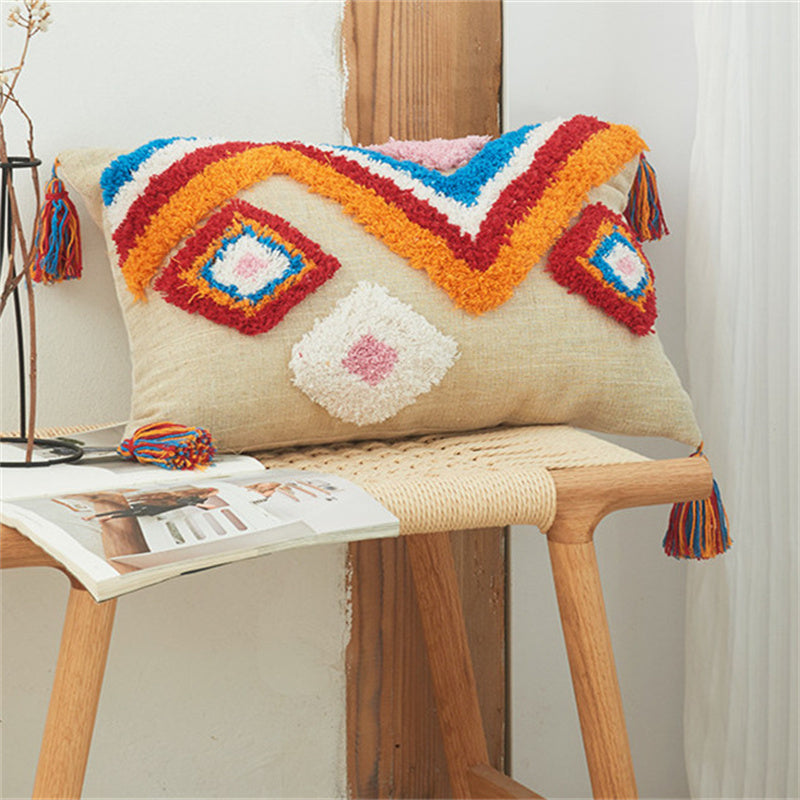 Colourful tufted pillow cover with tassels – view 6