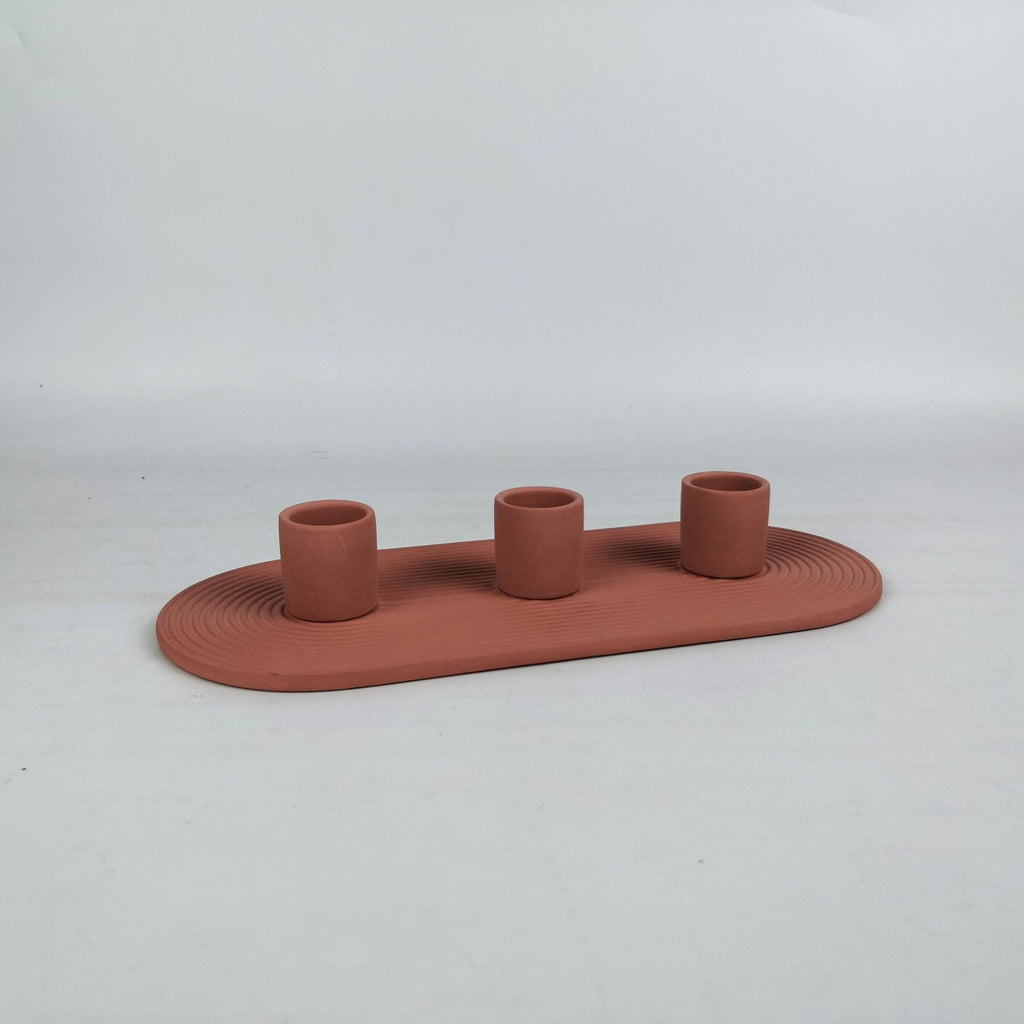 Ribbed porcelain taper candle holder for three candles – view 3