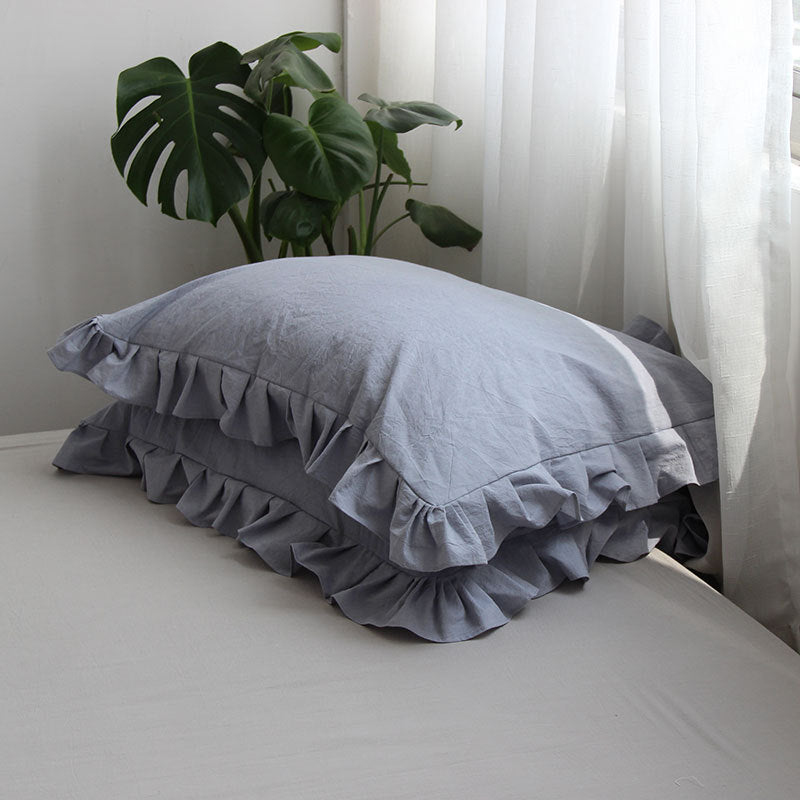Washed cotton ruffle pillowcases, set of 2 – view 3