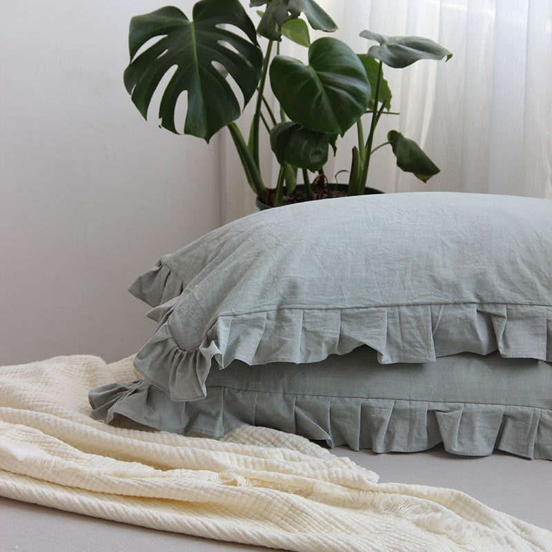 Washed cotton ruffle pillowcases, set of 2 – view 2