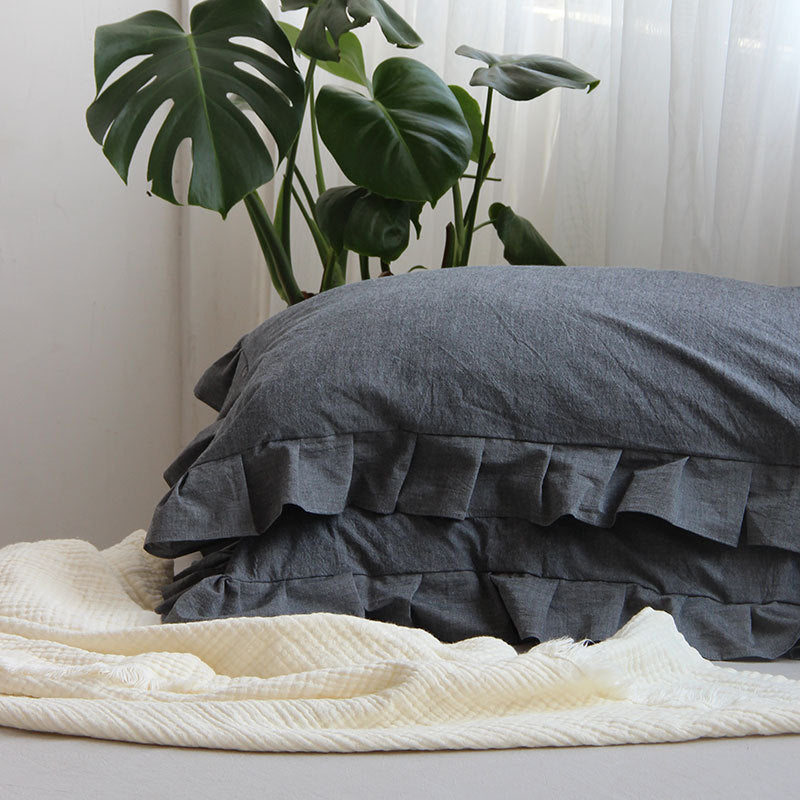 Washed cotton ruffle pillowcases, set of 2 – view 5