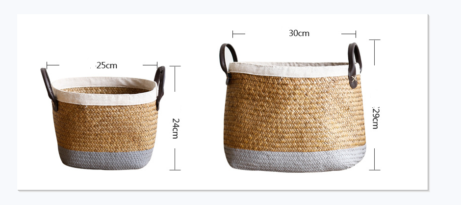 Seagrass storage basket with handles – view 6