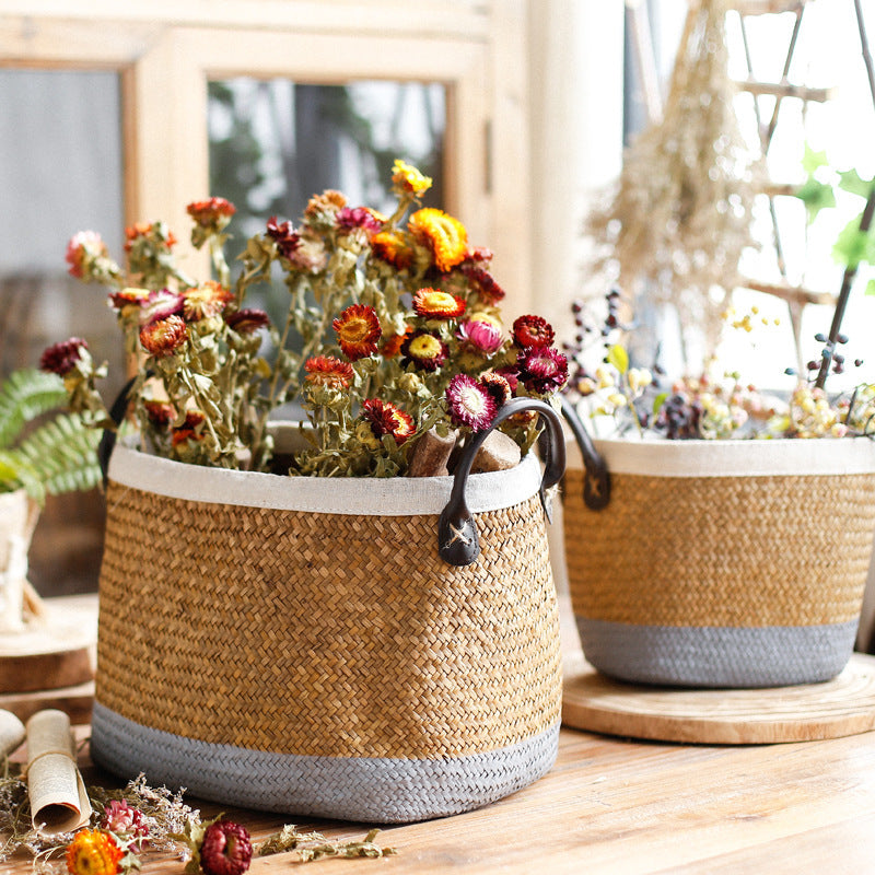 Seagrass storage basket with handles – view 2