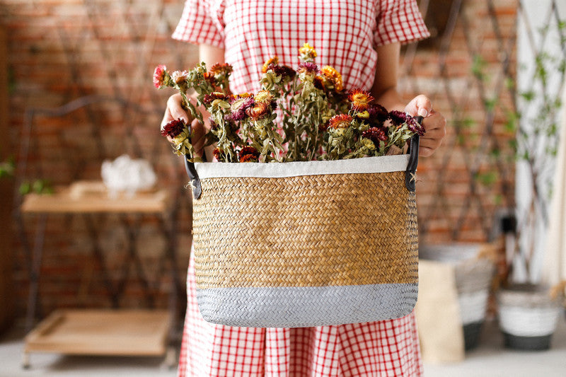 Seagrass storage basket with handles – view 5