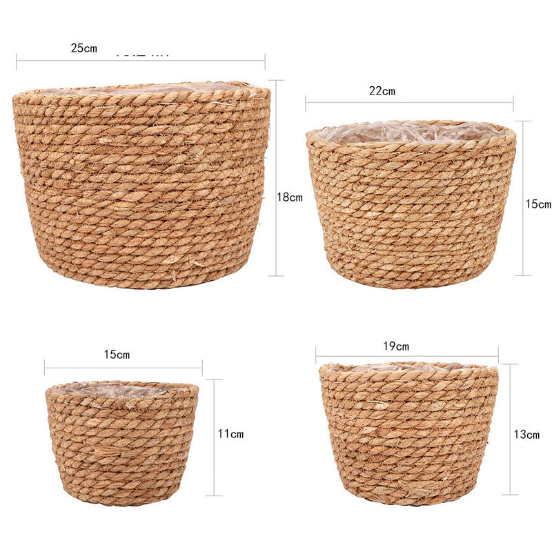 Woven straw plant basket – view 3