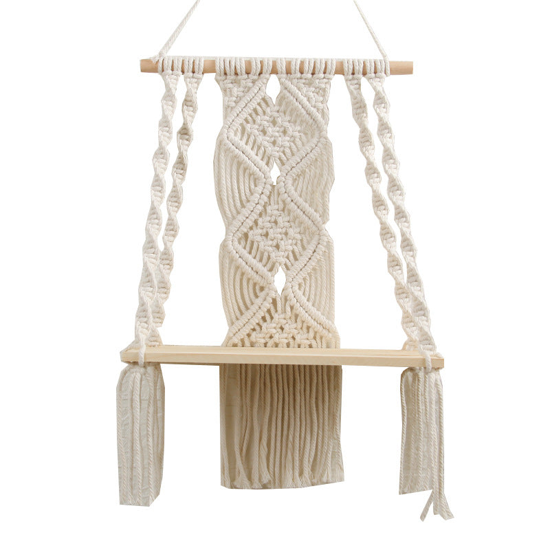 Macramé hanging wall shelf – view 5