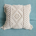 Handmade cream macrame pillow cover – view 1