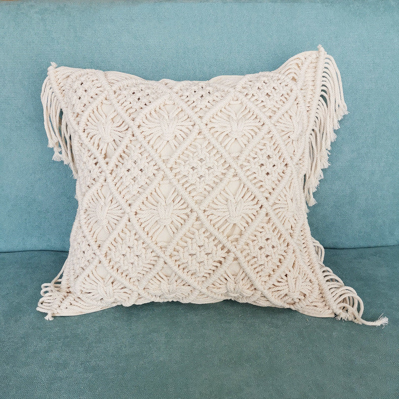 Handmade cream macrame pillow cover – view 2