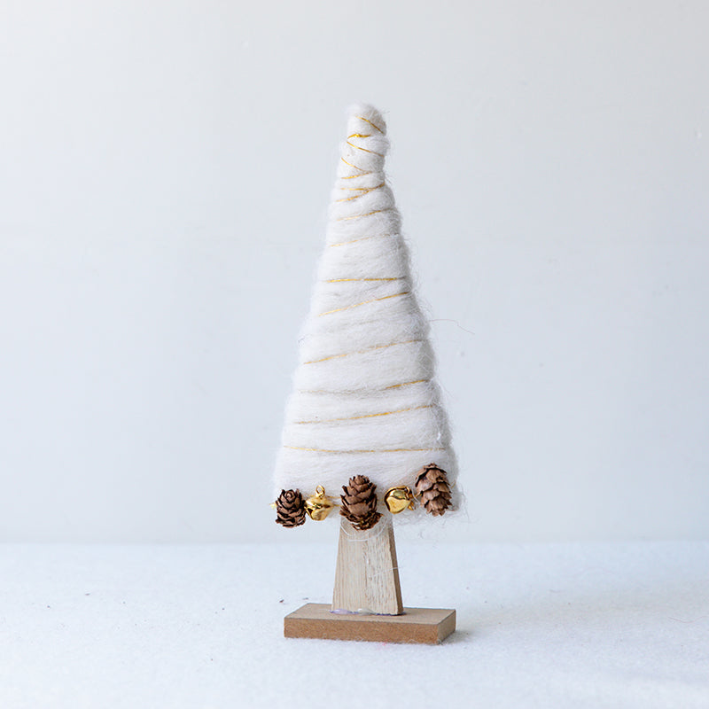 Woolly Felt Christmas Figure – Reindeer, Santa or Tree – White Yarn Tree