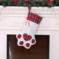 Paw Print Christmas Stocking for Pets – Red Plaid