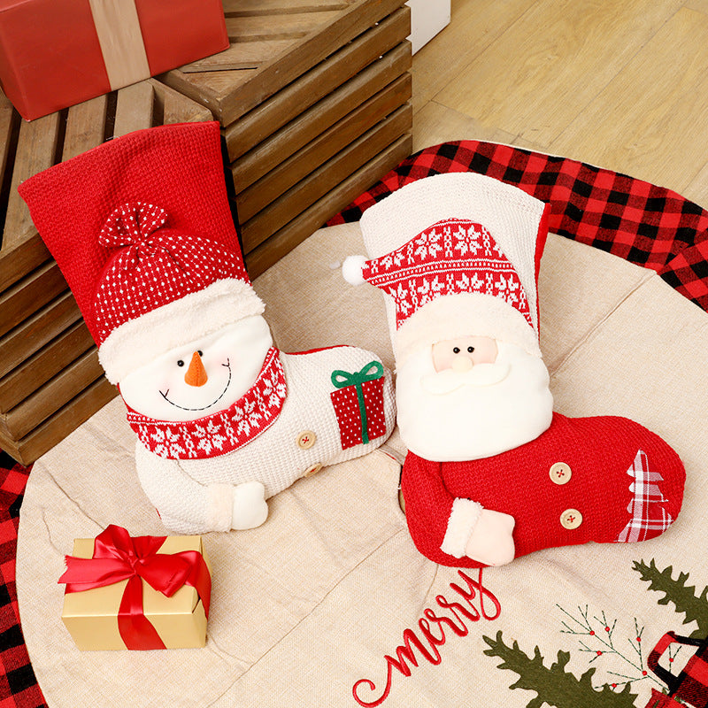 Knitted Santa and snowman Christmas stockings – view 4