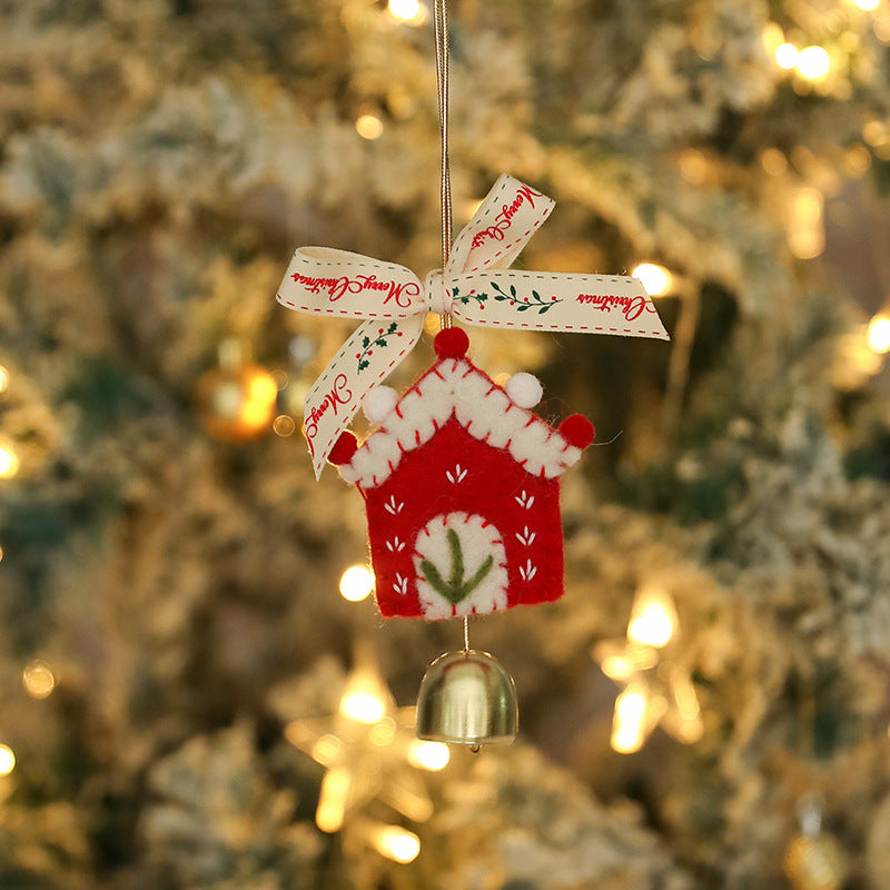 Felt Christmas Ornament – Stocking, Mitten, Tree or Snowflake – Red House