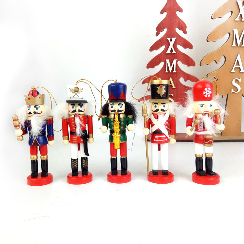 Wooden nutcracker Christmas ornaments, box of 5 – view 1
