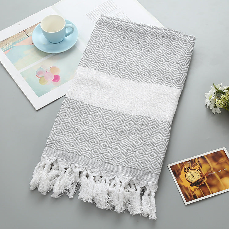 Turkish-style peshtemal towel with tassels – view 1