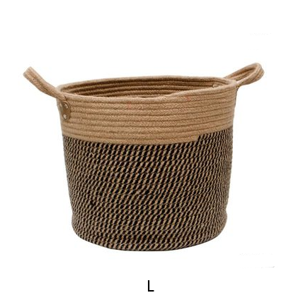 Two-tone woven rope storage basket – view 3