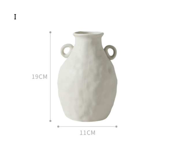 Nordic Matte Ceramic Vase – Eared Jar