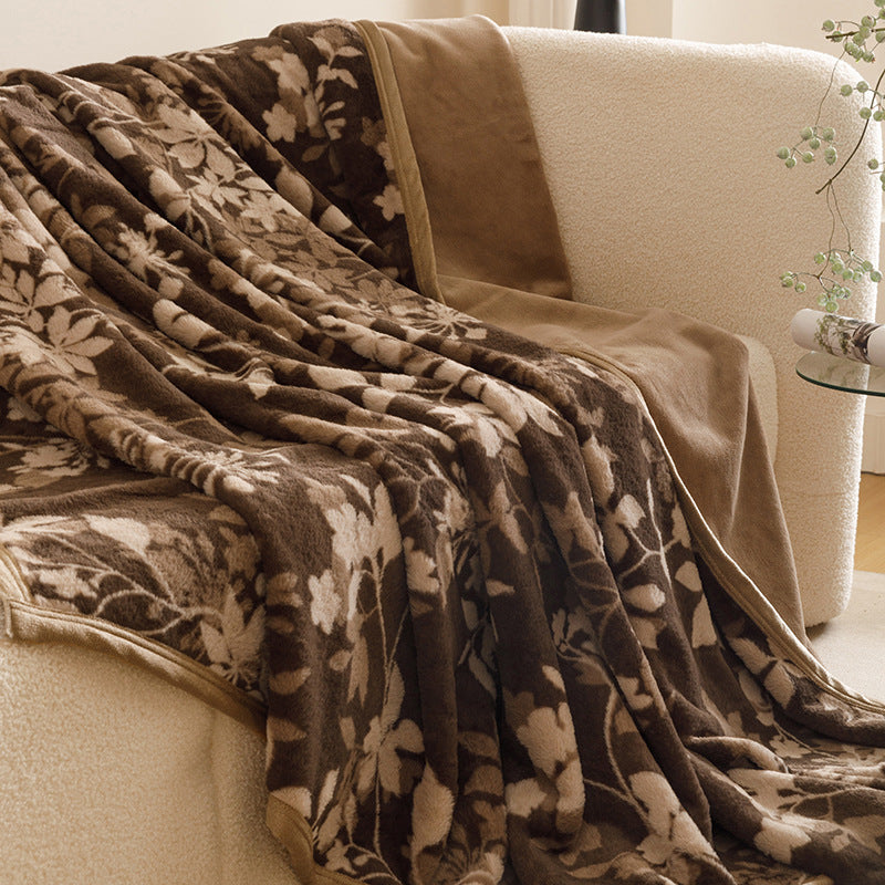 Botanical print plush throw blanket on a sofa – view 6