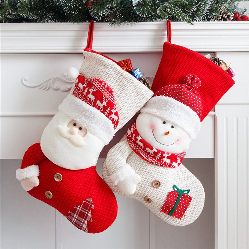 Knitted Santa and snowman Christmas stockings – view 1