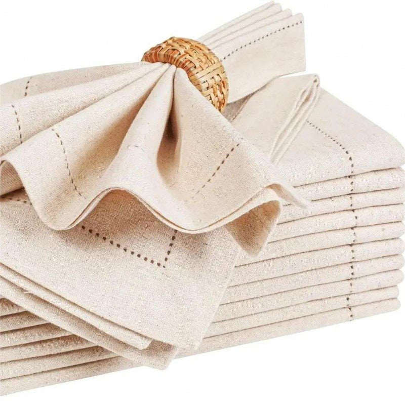 Hemstitched cotton-linen napkins, set of 6 – view 5