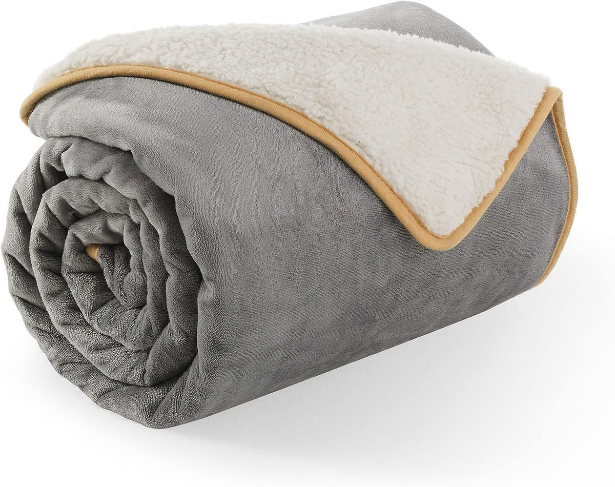 Waterproof sherpa pet blanket in Light Grey