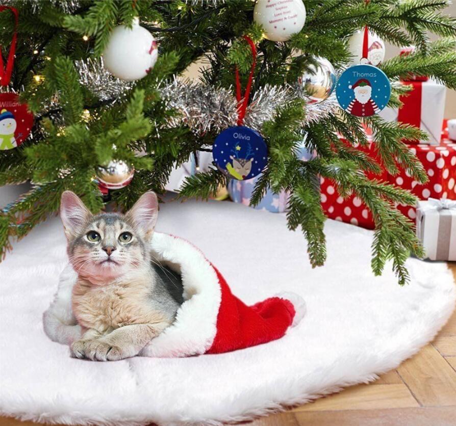 White faux fur Christmas tree skirt – view 1