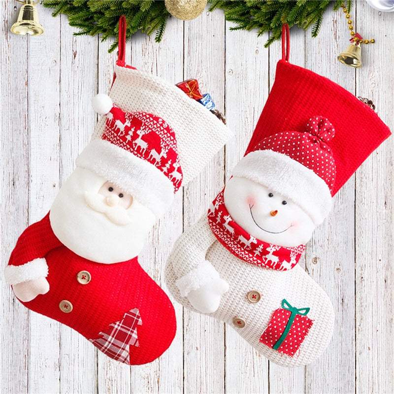 Knitted Santa and snowman Christmas stockings – view 3