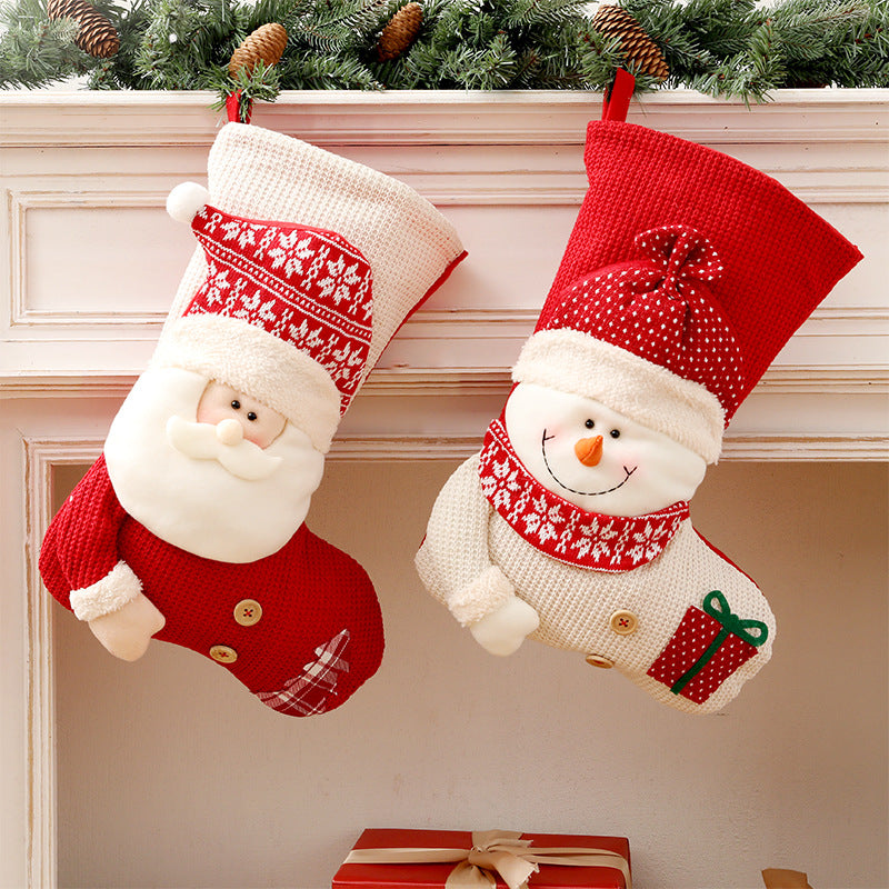 Knitted Santa and snowman Christmas stockings – view 2