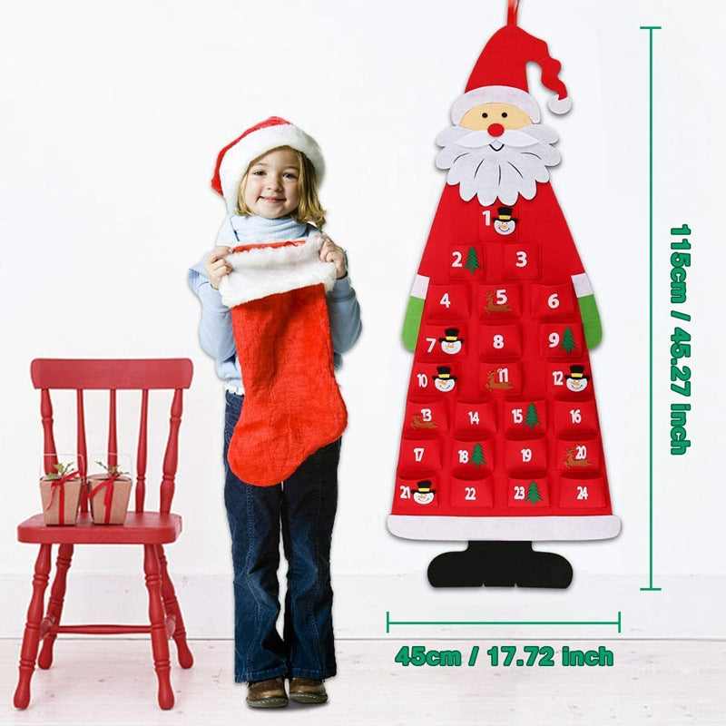 Santa felt advent calendar with 24 numbered pockets – view 2
