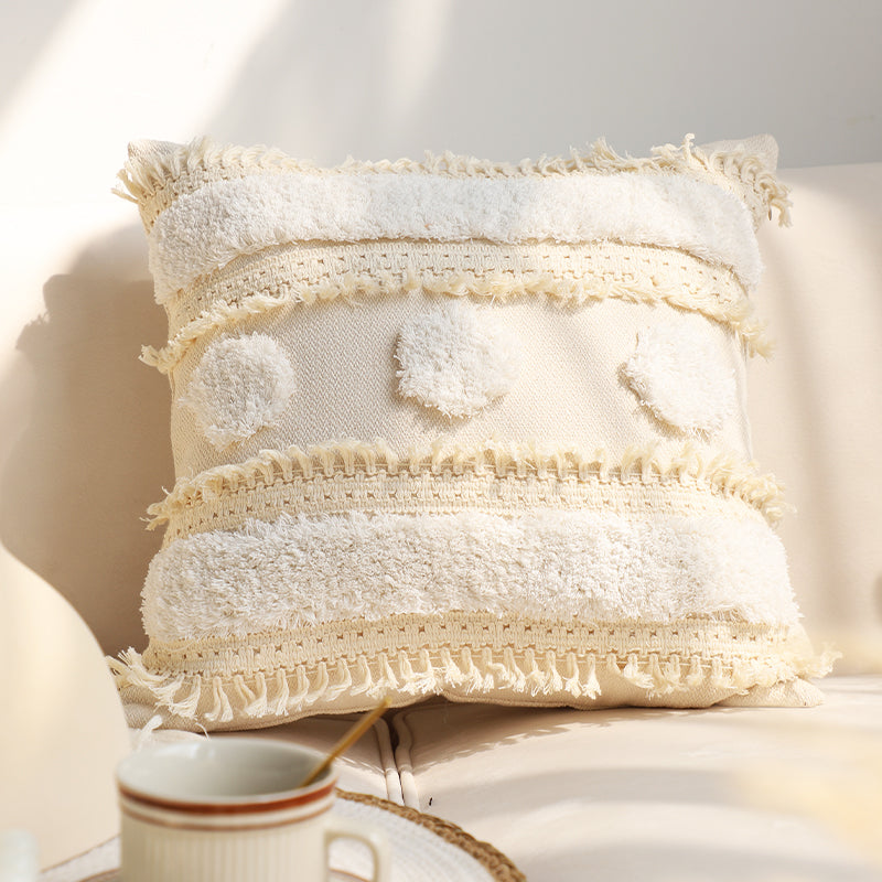 Cream tufted boho pillow – view 4