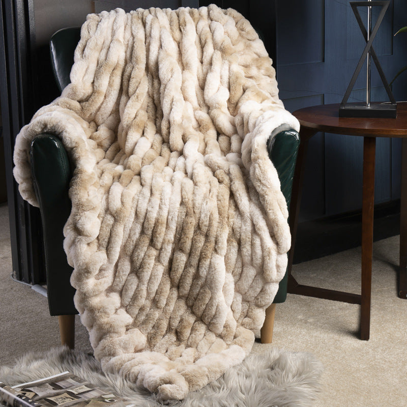 Ombré tie-dye faux fur throw