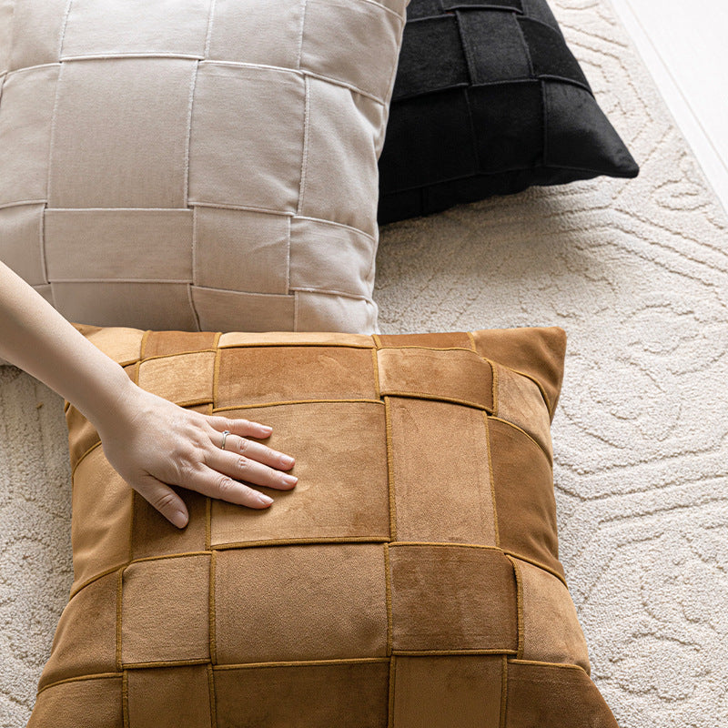Chenille basket-weave pillow with insert – view 2