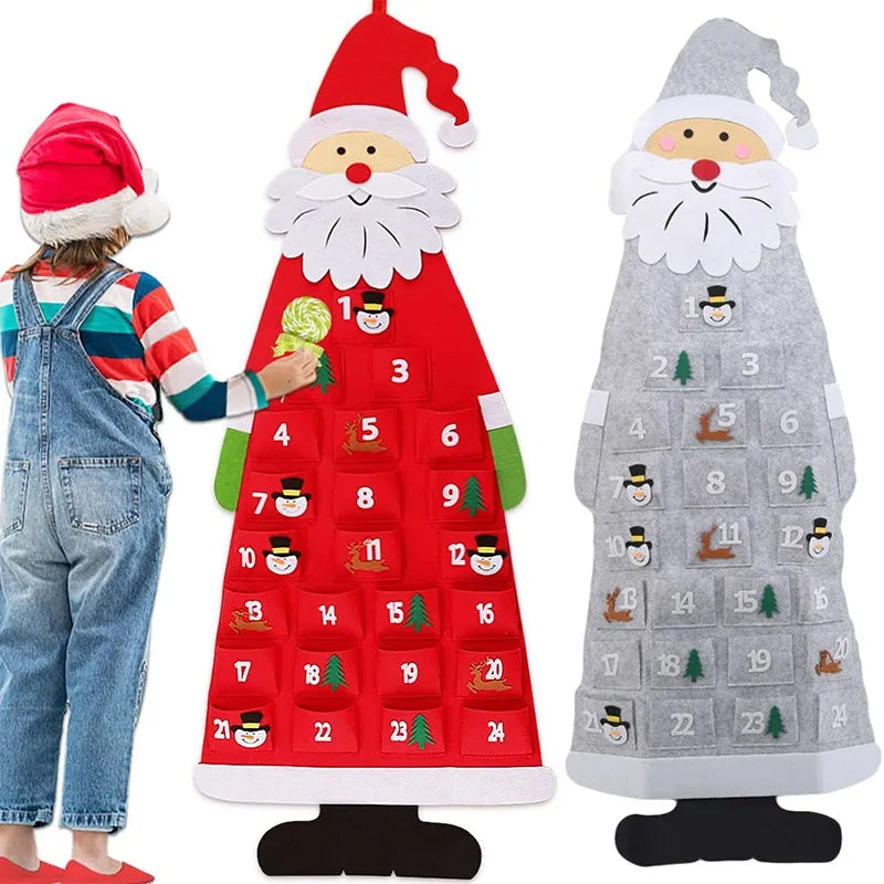 Santa felt advent calendar with 24 numbered pockets – view 1