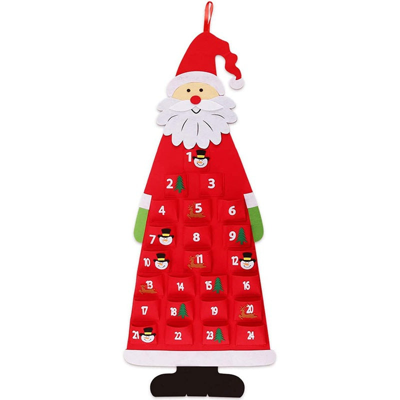 Santa Felt Advent Calendar with 24 Pockets – Red