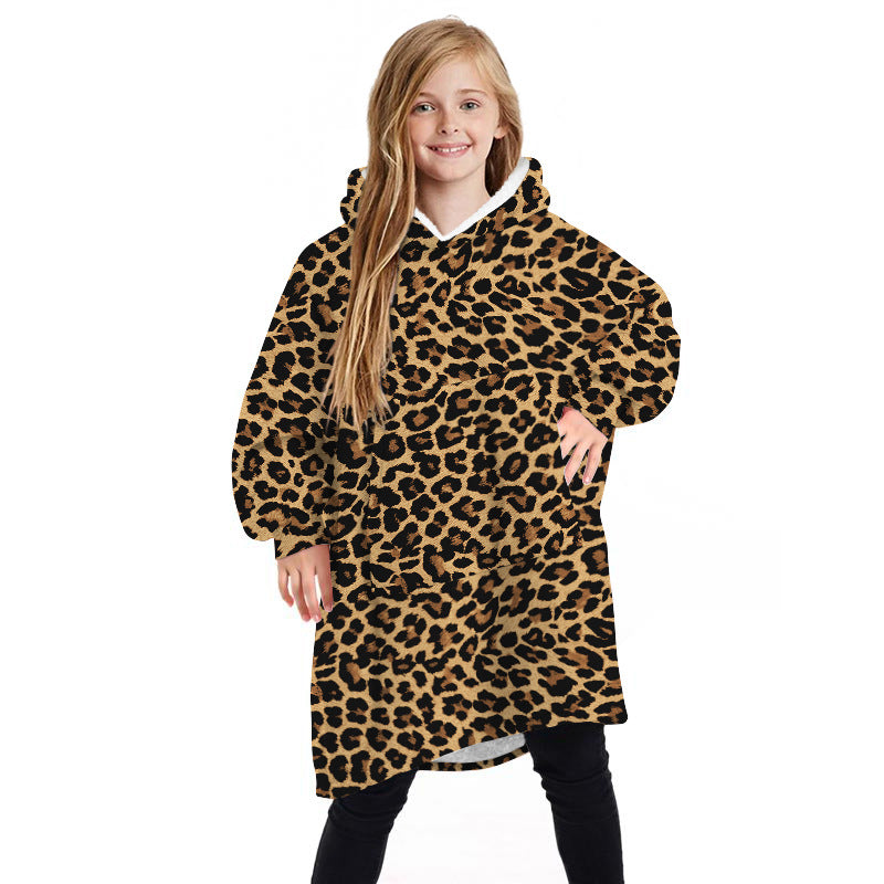 Little Cloud kids wearable blanket hoodie in Leopard