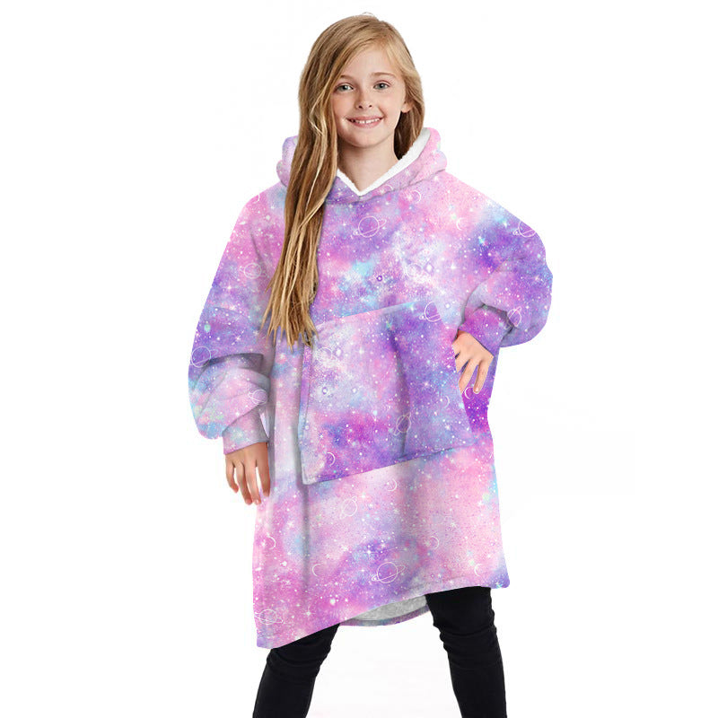 Little Cloud kids wearable blanket hoodie in Galaxy Pink