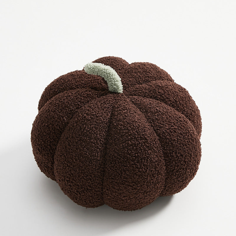 Plush Pumpkin Throw Pillow – Chocolate Brown / 28 cm (11 in)