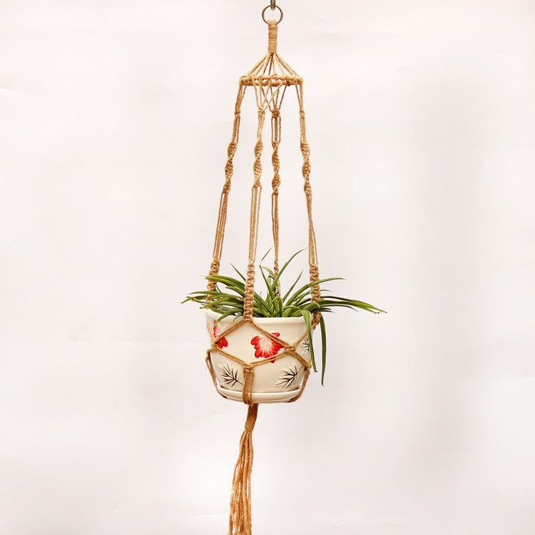 Knotted macramé plant hanger – view 2