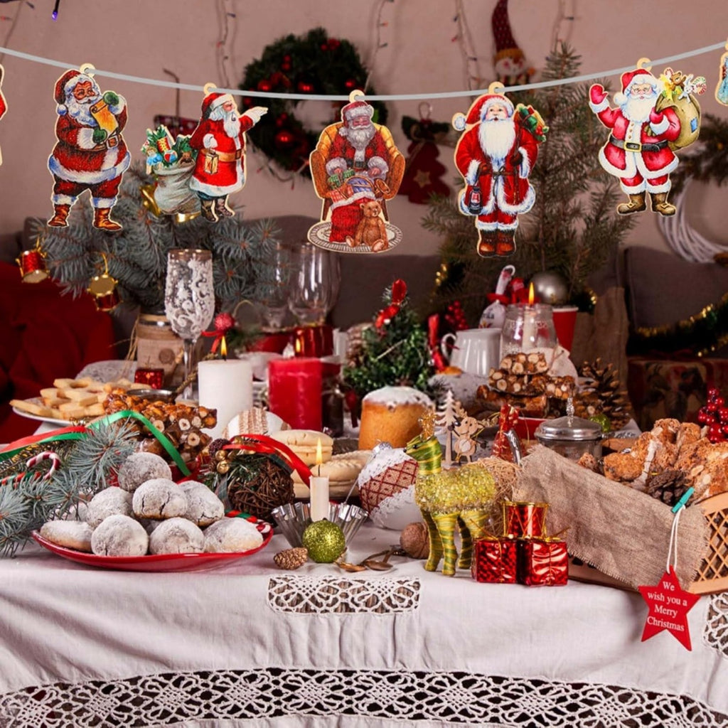 Vintage Santa wooden Christmas ornaments – view 2